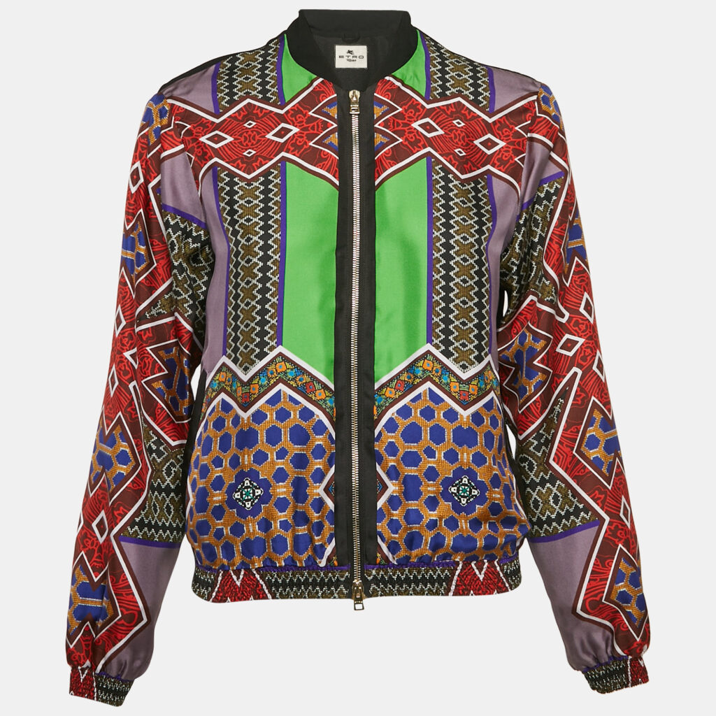 luxury-women-etro-used-clothes-p1077463-004 Etro Multicolor Printed Silk Zip-Up Jacket S