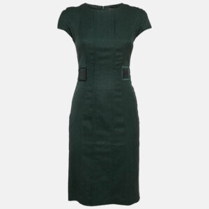 Etro Green Embroidered Wool Cap Sleeve Short Dress S