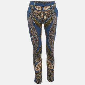 Etro Blue Printed Wool Pants S
