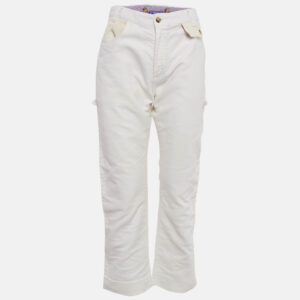 Etro White Denim Fur Detail Straight Pants L