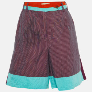 Etro Purple Colorblock Striped Cotton & Linen Shorts M