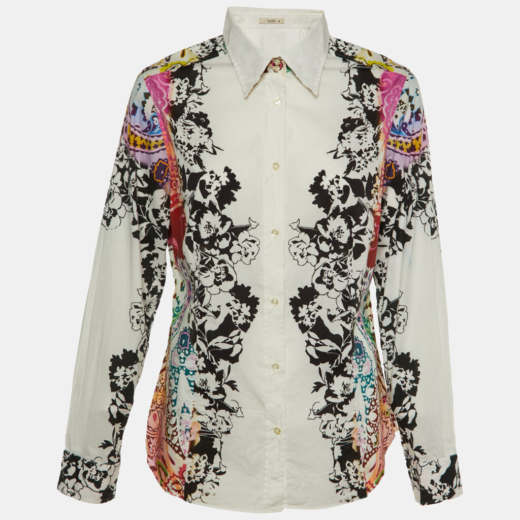 luxury-women-etro-used-clothes-p1147096-001.jpg Etro White Floral Print Cotton Button Front Shirt XL