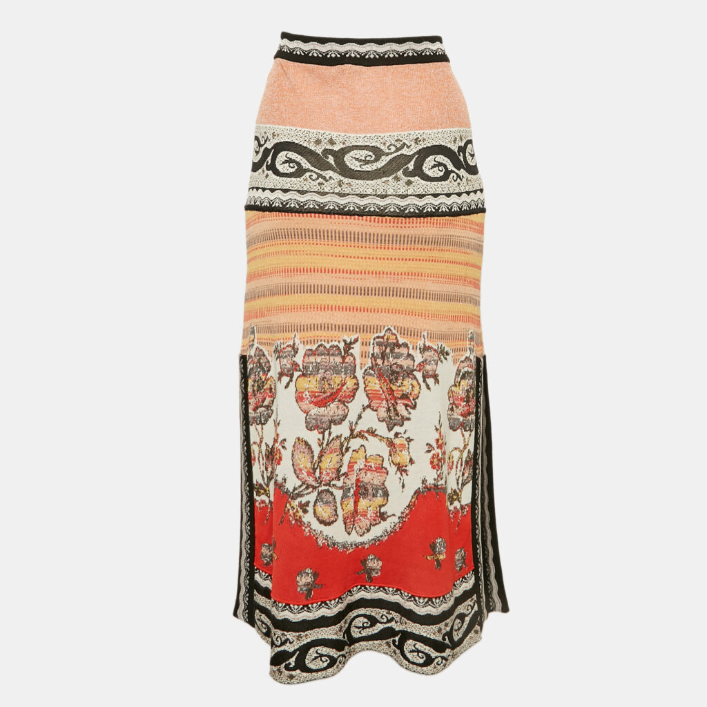 luxury-women-etro-used-clothes-p1147838-003 Etro Multicolor Patterned Knit Midi Skirt M