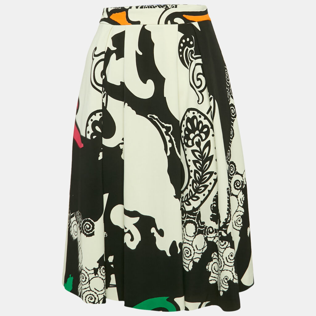 luxury-women-etro-used-clothes-p1149675-002 Etro Black/Cream Printed Jersey Short Skirt M