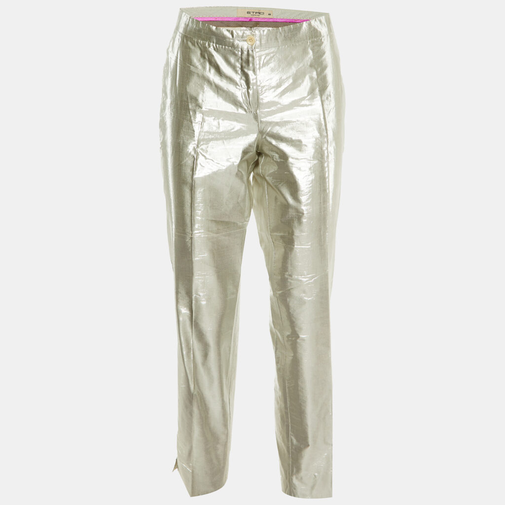 luxury-women-etro-used-clothes-p1152318-002 Etro Silver Lurex Silk Pants M