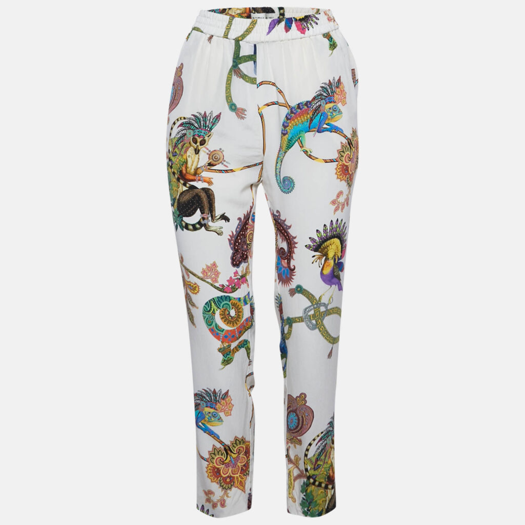 luxury-women-etro-used-clothes-p1153142-001 Etro White Printed Silk Capri Pants S