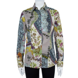 Etro Multicolor Floral Print Stretch Cotton Shirt L