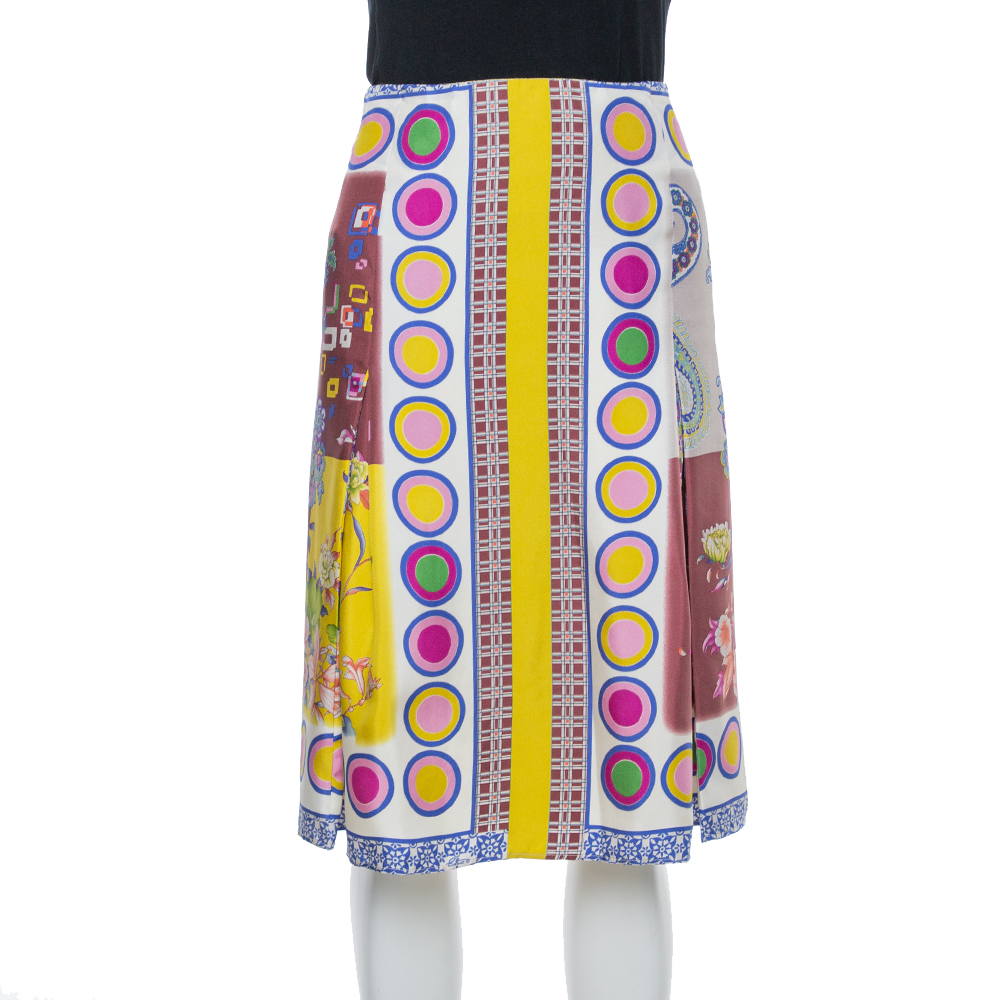 luxury-women-etro-used-clothes-p366616-001 Etro Multicolor Floral Print Silk Pleated Skirt M