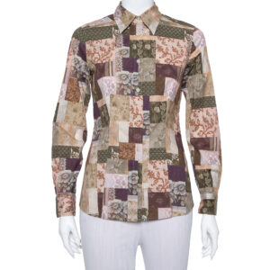 Etro Multicolor Paisley Printed Stretch Cotton Button front Shirt M