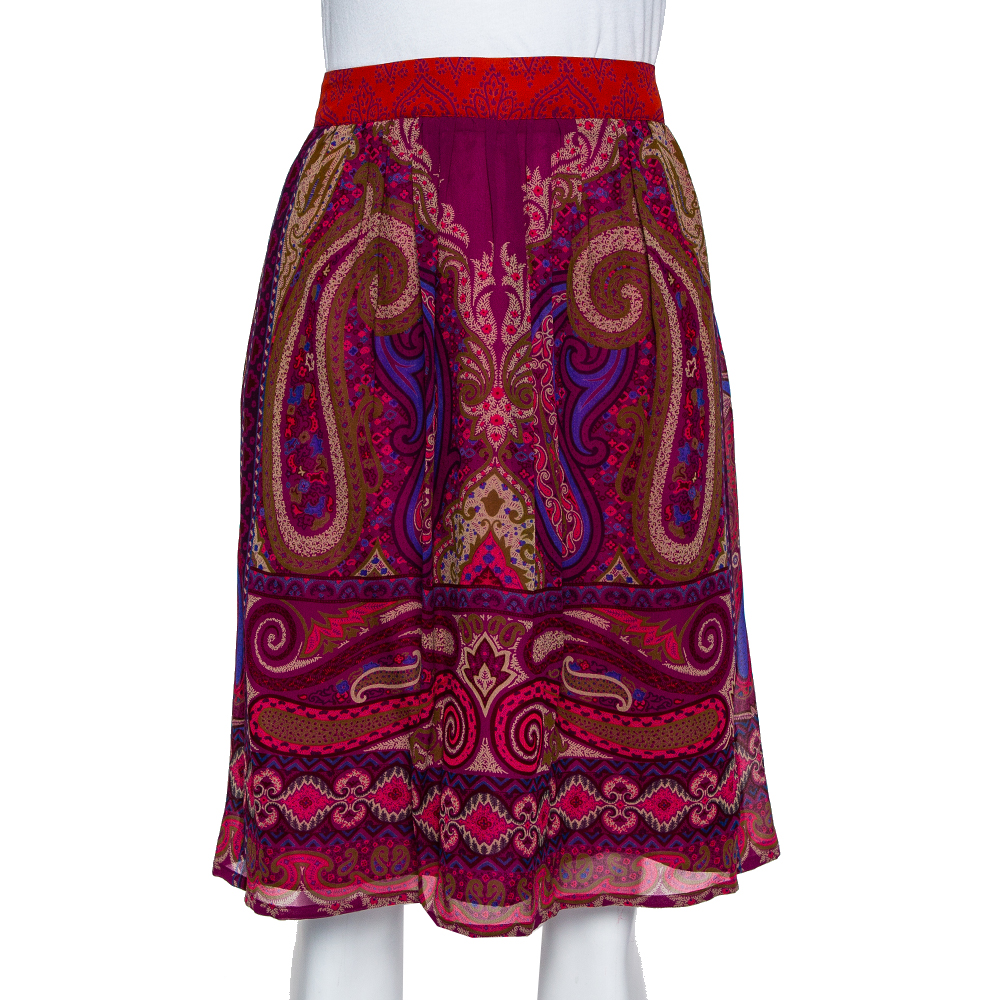 luxury-women-etro-used-clothes-p458516-002 Etro Purple Paisley Printed Silk Mini Skirt M