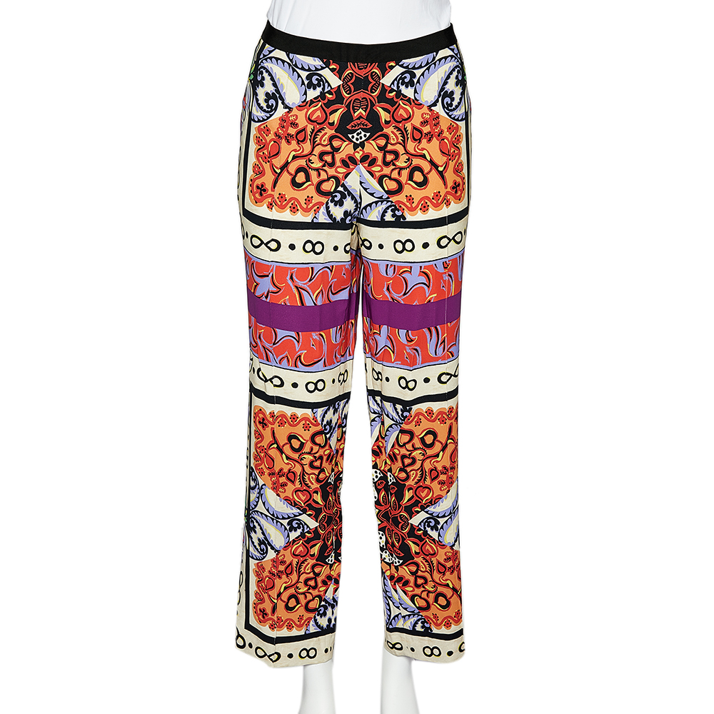 Etro Multicolor Paisley Print Crepe Straight Fit Trousers XL