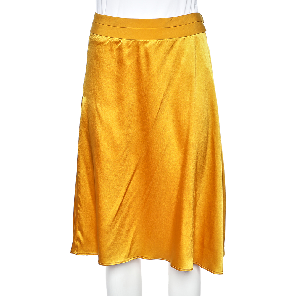 luxury-women-etro-used-clothes-p542425-003 Etro Yellow Silk, Satin And Pleated Crepe Trim Skirt S