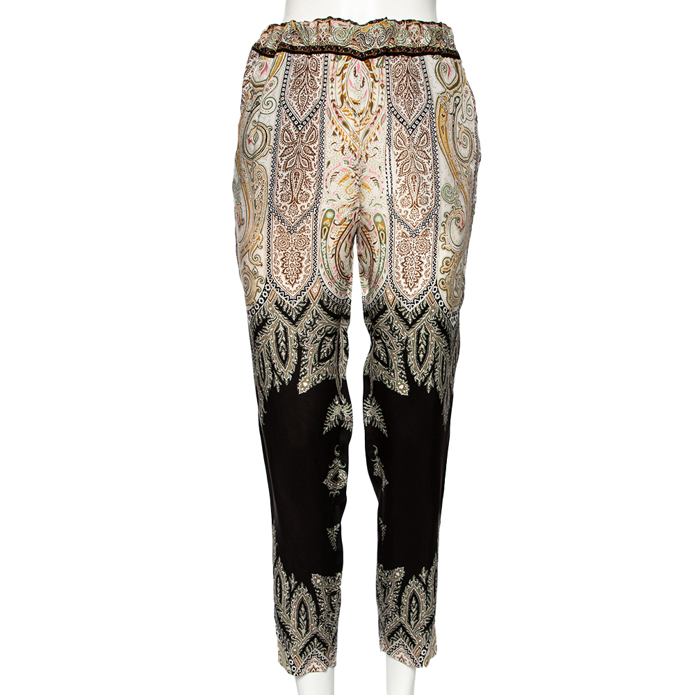 Etro Multicolor paisley Printed Sateen Pants M