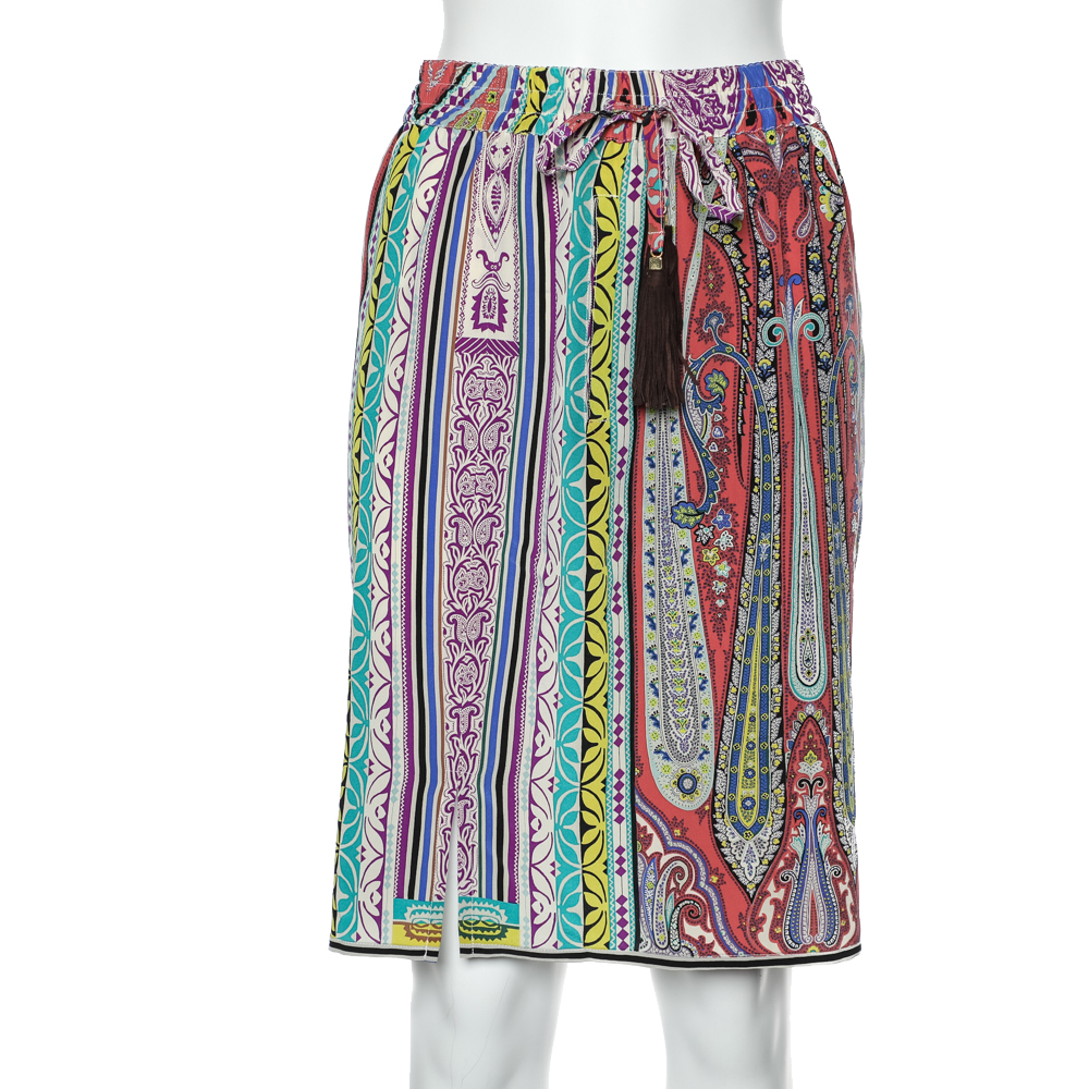 luxury-women-etro-used-clothes-p596450-003-2 Etro Multicolor Paisley Printed Silk Mini Skirt M