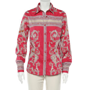 Etro Pink Paisley Printed Cotton Button Front Shirt L