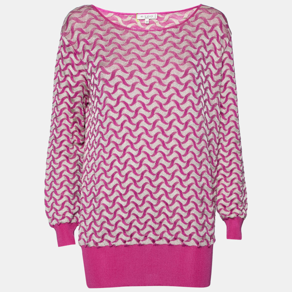 luxury-women-etro-used-clothes-p632818-002-1 Etro Purple & Gold Patterned Lurex Knit Long Sleeve Jumper L
