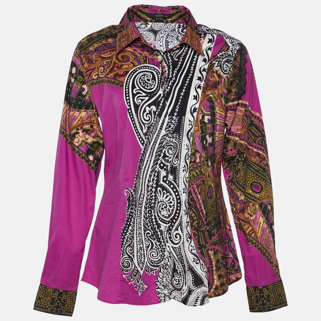 luxury-women-etro-used-clothes-p735249-003 Etro Multicolor Printed Cotton Button Front Shirt L