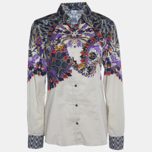 Etro Cream Printed Cotton Button Front Shirt M