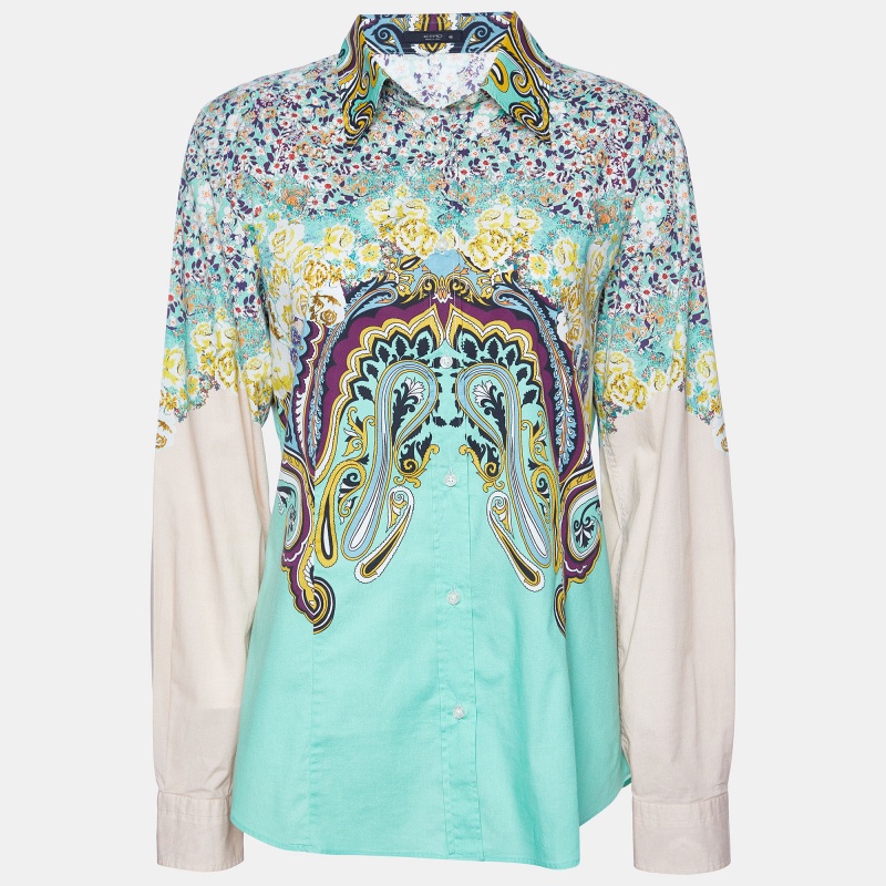 luxury-women-etro-used-clothes-p982294-1716378921-004 Etro Multicolor Floral Print Cotton Shirt L