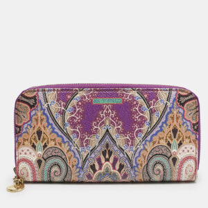 Etro Purple Printed Coated Canvas Zip Around Wallet