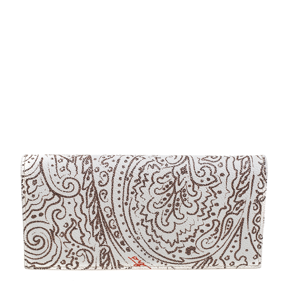 luxury-women-etro-used-handbags-p441031-001 Etro White/Brown Paisley Print Coated Canvas Continental Wallet