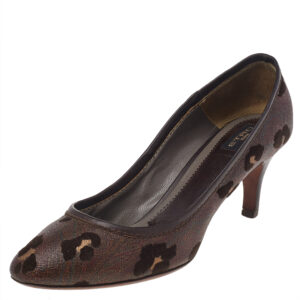 Etro Brown Printed Coated Canvas Pumps Size 38
