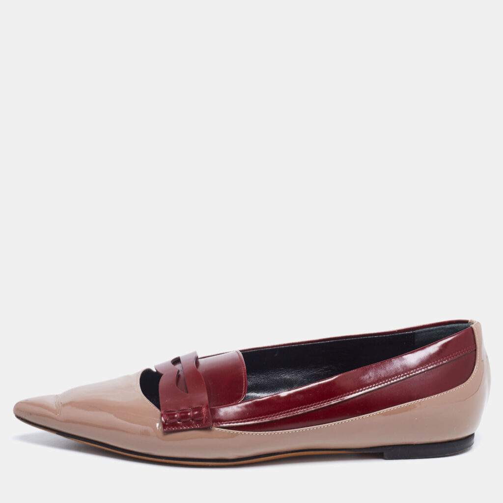 luxury-women-etro-used-shoes-p642018-006-2 Etro Brown/Burgundy Patent and Leather Slip On Loafers Size 37
