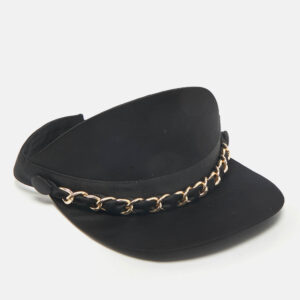 Eugenia Kim Black Chain Embellished Satin Visor