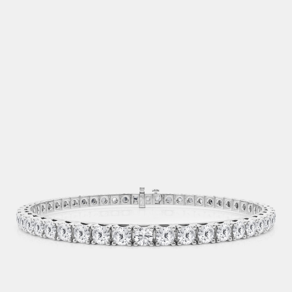 14K White Gold Round Lab Grown Diamond Tennis Bracelet (10 ctw)