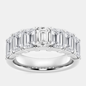 14K White Gold Emerald Lab Grown Diamond Seven-Stone Anniversary Band US 7 (5 ctw)