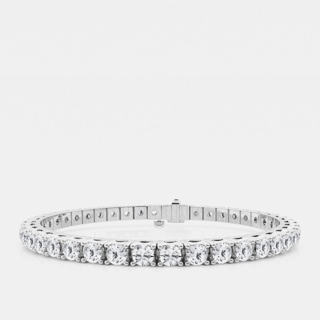 14K White Gold Round Lab Grown Diamond Four Prong Box Tennis Bracelet (8 ctw)