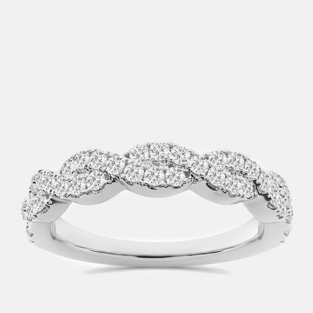 luxury-women-evolve-new-fine-jewelry-p1111309-001 14K White Gold Round Lab Grown Diamond Twist Wedding Band US 7 (1/2 ctw)