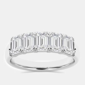 14K White Gold Emerald Lab Grown Diamond Five-Stone Anniversary Band US 7 (2 ctw)