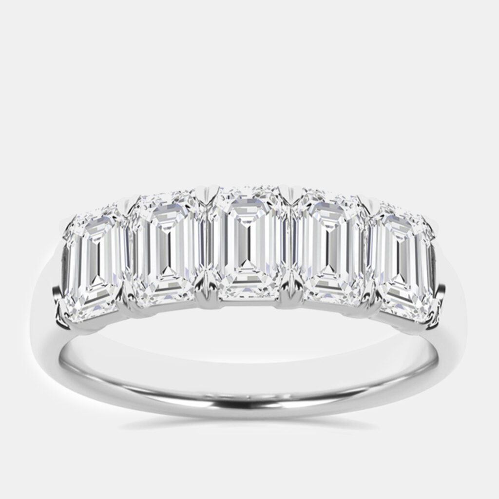 luxury-women-evolve-new-fine-jewelry-p1111310-001 14K White Gold Emerald Lab Grown Diamond Five-Stone Anniversary Band US 7 (2 ctw)