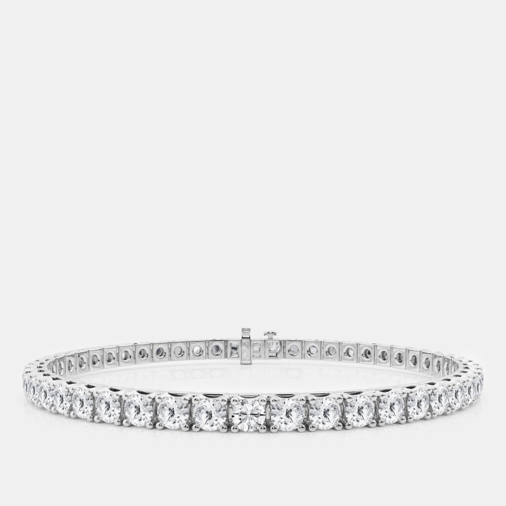 14K White Gold Round Lab Grown Diamond Fashion Bracelet (10 ctw)