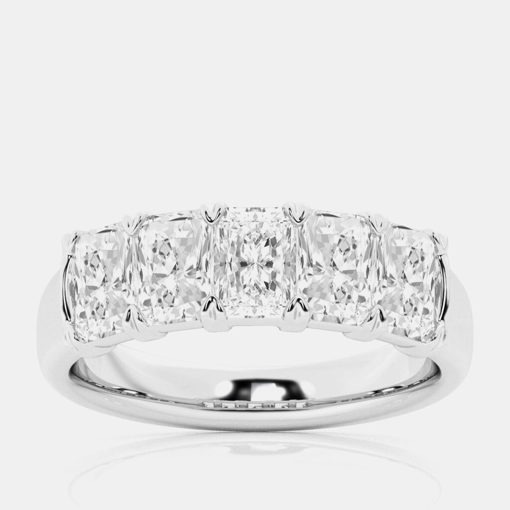 luxury-women-evolve-new-fine-jewelry-p1111313-001 14K White Gold Elongated Cushion Lab Grown Diamond Five-Stone Anniversary Band US 7 (4 ctw)