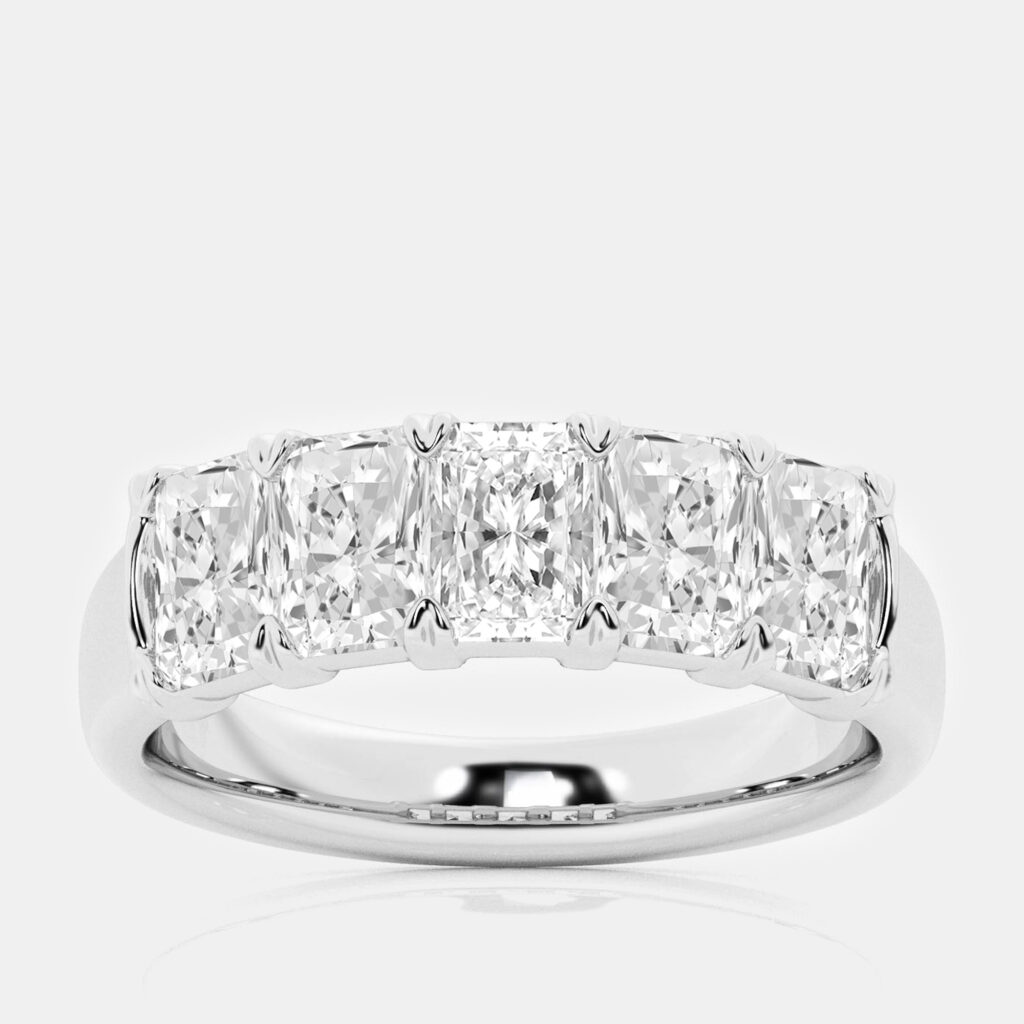 luxury-women-evolve-new-fine-jewelry-p1111314-001 14K White Gold Elongated Cushion Lab Grown Diamond Five-Stone Anniversary Band US 7 (5 ctw)