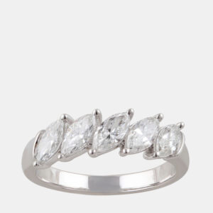 14K White Gold  Lab Grown Diamond Five Stone Band (0.95 cts)