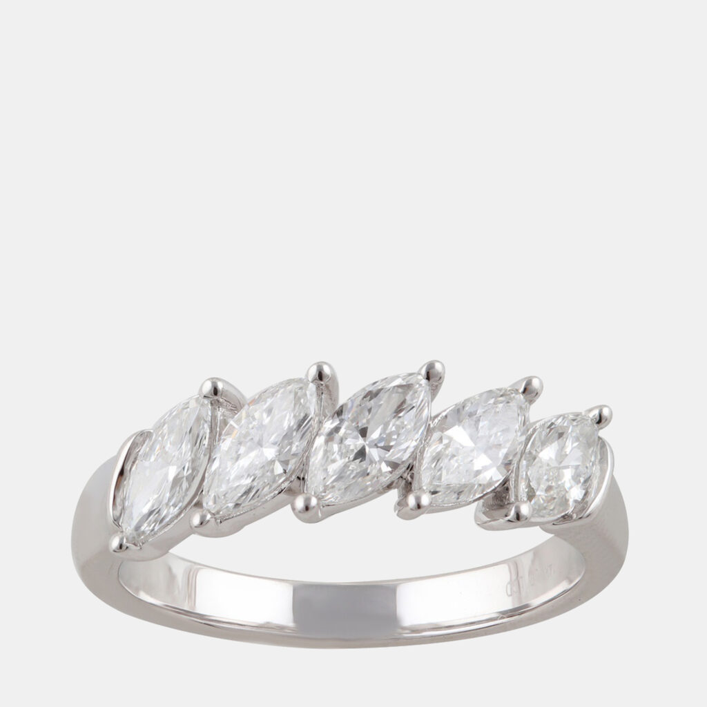 14K White Gold Lab Grown Diamond Five Stone Band (0.95 cts)