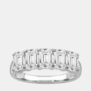 14K White Gold  Lab Grown Diamond Five Stone Band (1.9 cts)
