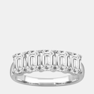 14K White Gold  Lab Grown Diamond Five Stone Band (1.9 cts)