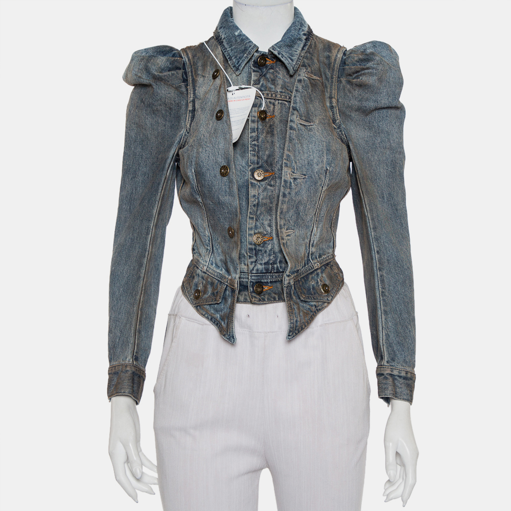 luxury-women-faith-connexion-new-clothes-p431990-009 Faith Connexion Blue Denim Muddy Distressed Victorian Jacket XXS