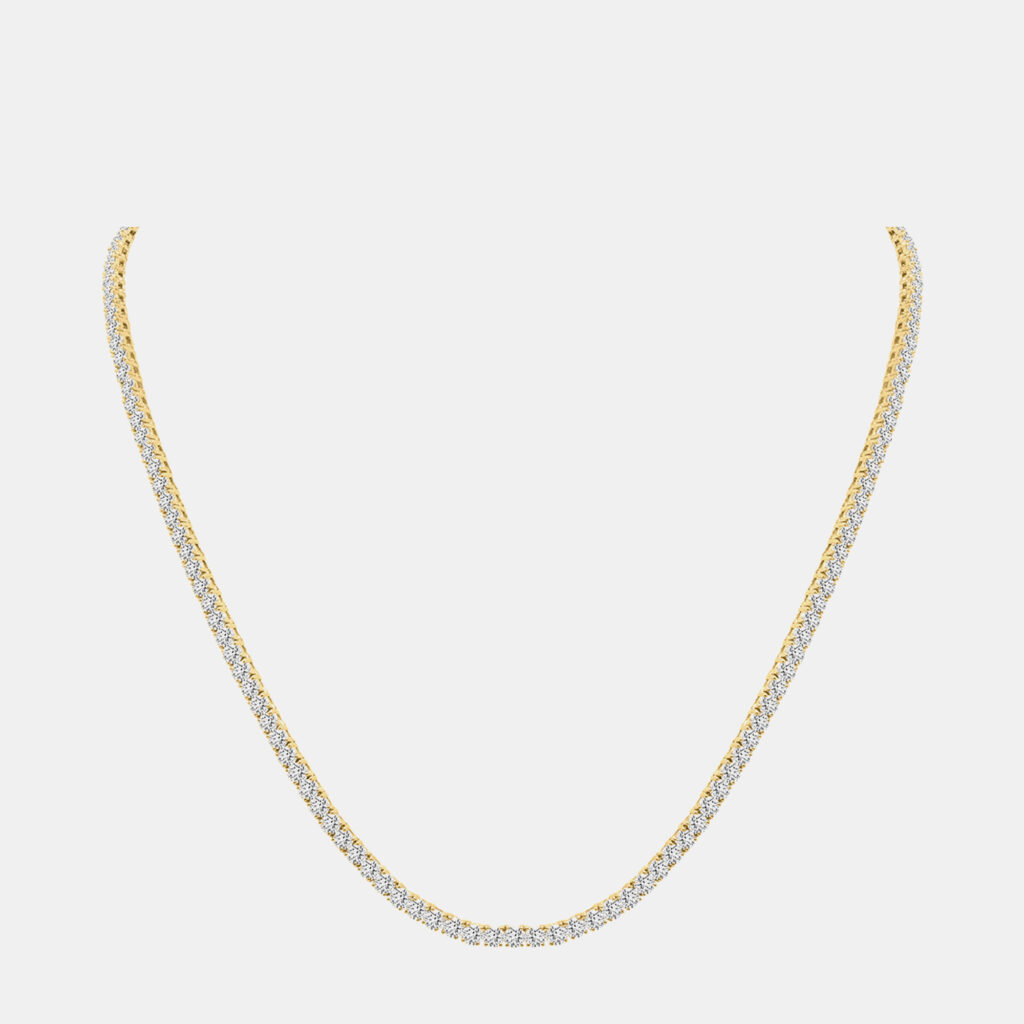 14K Yellow Gold Lab Grown Diamond Straight Line Necklace 18 inches (5.00 Ct)