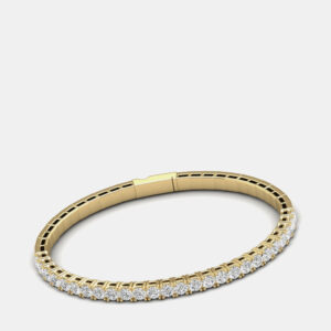 14K Yellow Gold Lab Grown Diamond Straight Line Flexible Bangle 18 inches (5.00 Ct)