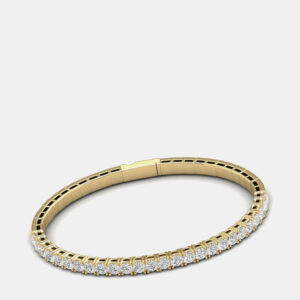 14K Yellow Gold Lab Grown Diamond Straight Line Flexible Bangle 18 inches (7.00 Ct)