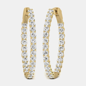 14K Yellow Gold Lab Grown Diamond Inside Out Hoop Earrings (3.00 Ct)