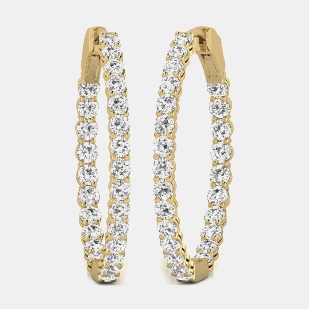 luxury-women-fara-new-fine-jewelry-p1164446-002 14K Yellow Gold Lab Grown Diamond Inside Out Hoop Earrings (3.00 Ct)
