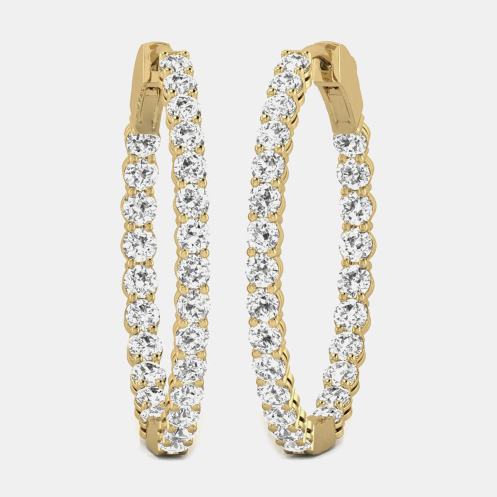 luxury-women-fara-new-fine-jewelry-p1164447-002 14K Yellow Gold Lab Grown Diamond Inside Out Hoop Earrings (5.00 Ct)
