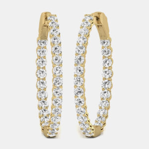 14K Yellow Gold Lab Grown Diamond Inside Out Hoop Earrings (10.00 Ct)