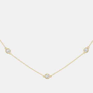 14K Yellow Gold Lab Grown Diamond Bezel Set Station Necklace 18 inches (2.00 Ct)
